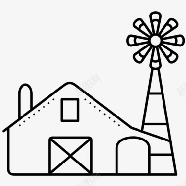 美国农场谷仓机库图标图标