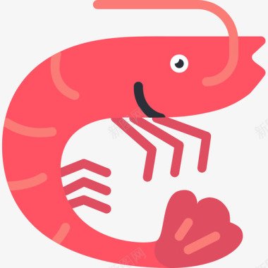 虾海洋生物27扁平图标图标