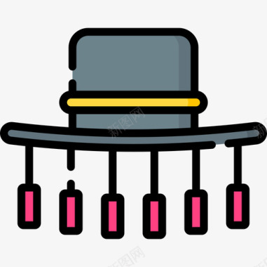 软木帽子澳大利亚8线型颜色图标图标