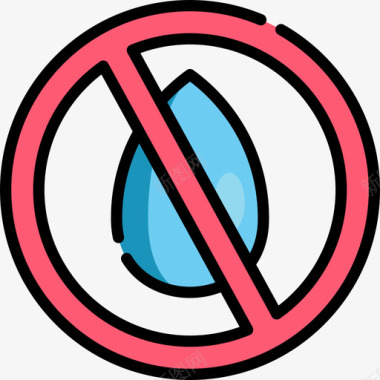 禁止饮酒禁止信号5线性颜色图标图标
