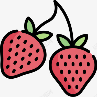 草莓水果和蔬菜14线形颜色图标图标