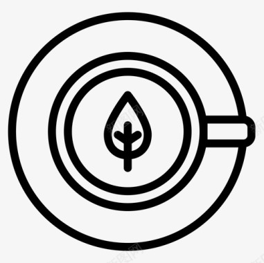 热绿茶茶5线性图标图标
