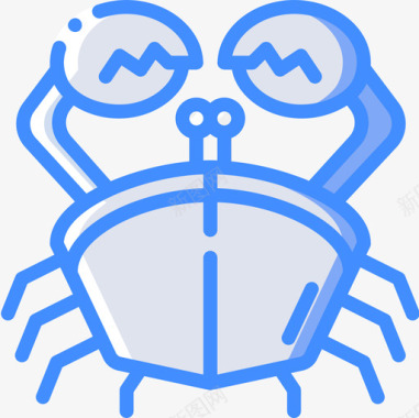 螃蟹海洋生物蓝色图标图标