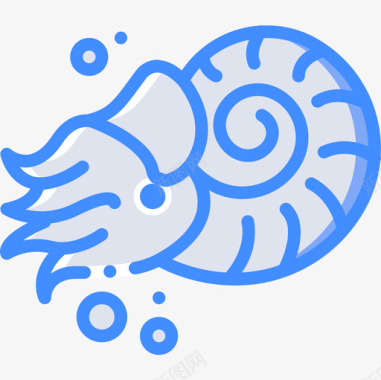 鹦鹉螺海洋生物蓝色图标图标