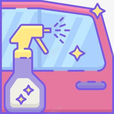 玻璃清洁剂洗车机5线性颜色图标图标