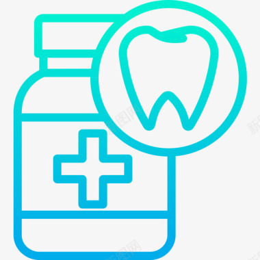 金色药丸药丸瓶牙科15梯度图标图标
