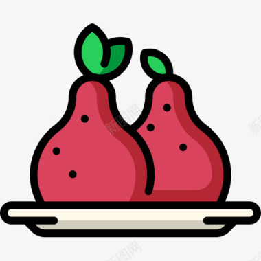 梨纯素食品4原色图标图标