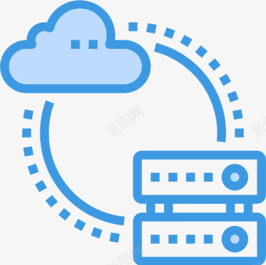 粉色云背景云计算云技术24蓝色图标图标