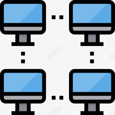 网络4k网络计算机网络4线颜色图标图标