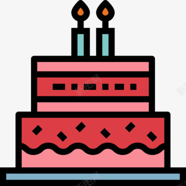 生日蛋糕生日蛋糕复活节59线形颜色图标图标