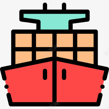 新闻线型图标货船物流71线型颜色图标图标
