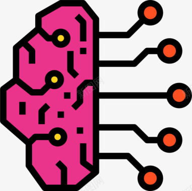 智能人工人工智能大脑概念4线性颜色图标图标