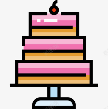 蛋糕甜糖果线性颜色图标图标