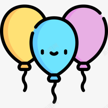 气球幸福8线性颜色图标图标