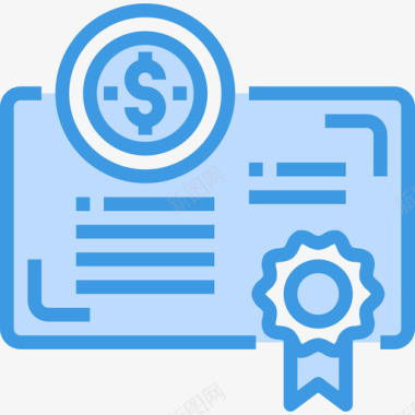 证书矢量证书投资32蓝色图标图标