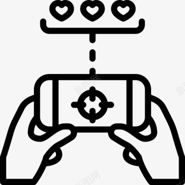 玩电脑游戏线性图标图标