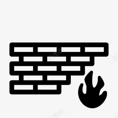 砖墙与火砖墙烧图标图标