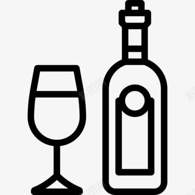 葡萄酒饮料10线性图标图标