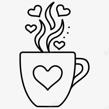 咖啡杯幸福心形图标图标