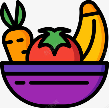营养丰富的金针菇水果饮食和营养4线形颜色图标图标