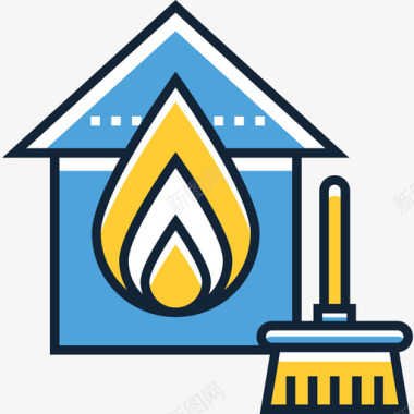 火红辣椒火清洁60线性颜色图标图标