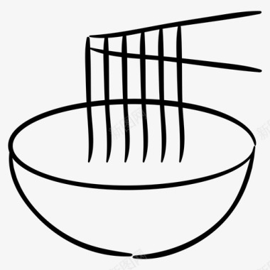 筷子夹食物面条碗筷子图标图标