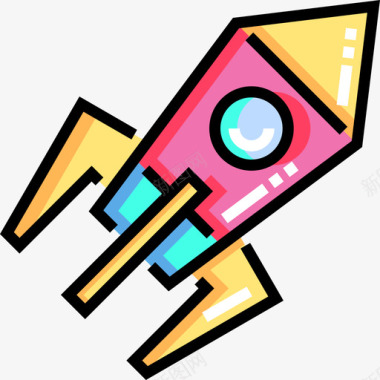 火箭儿童玩具线性颜色图标图标