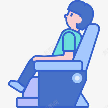 按摩椅残疾线性颜色图标图标