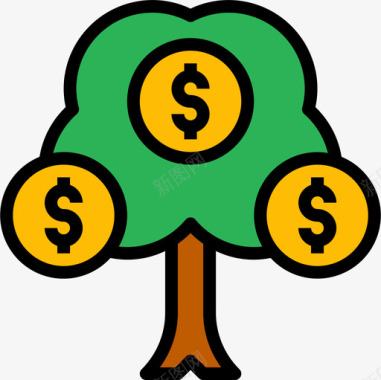 爱心树树投资46线形颜色图标图标