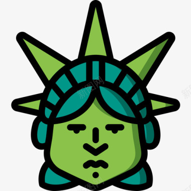 自由女神像美国5线性颜色图标图标