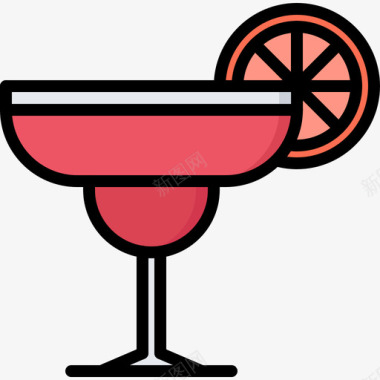 鸡尾酒46号酒吧彩色图标图标