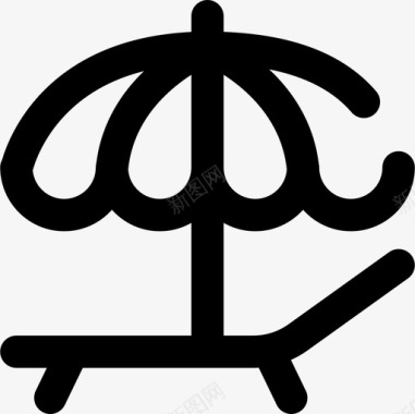 日光浴床杂项63轮廓图标图标