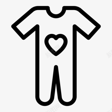 婴儿套装衣服心脏图标图标