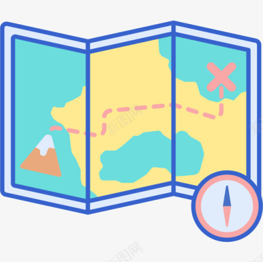 地图学校标志地图露营125线性颜色图标图标