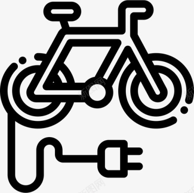 电动自行车可持续能源2线性图标图标