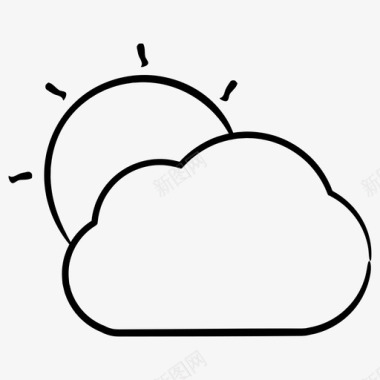 可爱手绘太阳天气云太阳图标图标