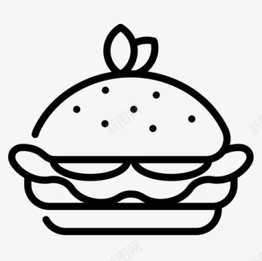 汉堡纯素食品3直系图标图标