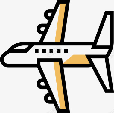 飞机76号机场黄色阴影图标图标