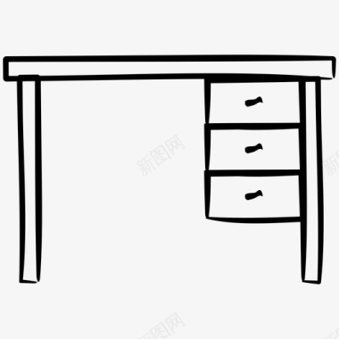 桌子抽屉家具手绘图标图标