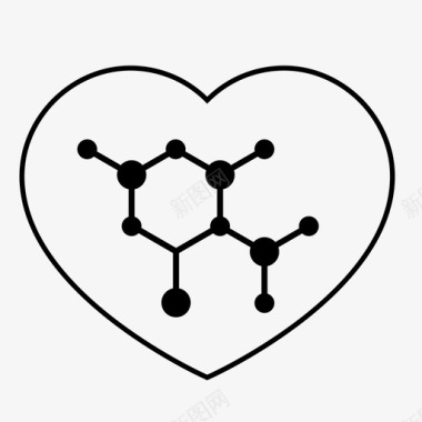 心脏波动图健康分子化学心脏图标图标