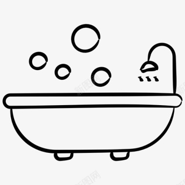 淋浴浴缸家具手绘图标图标