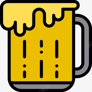 啤酒饮料和饮料5线性颜色图标图标