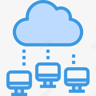 蓝色云腾样式云计算机网络5蓝色图标图标