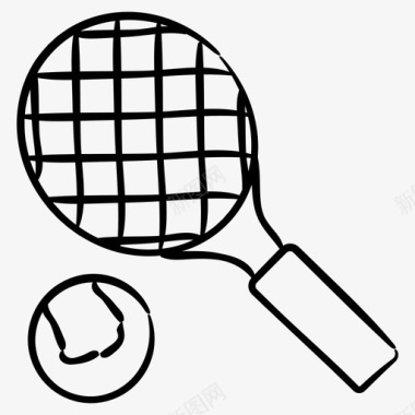 网球运动手绘图标图标
