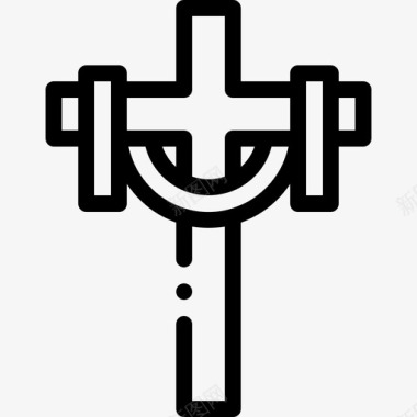 十字架标志十字架复活节第8天直线形图标图标