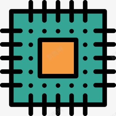 芯片数字服务7线性彩色图标图标