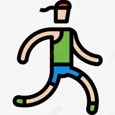 跑步跑步者商务296直线颜色图标图标