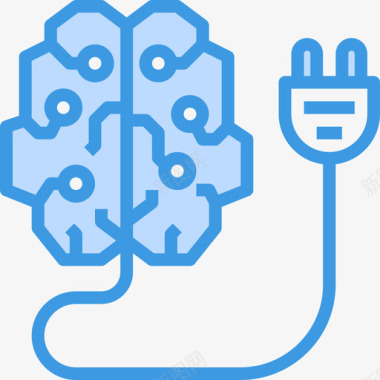 透视的大脑大脑大脑概念5蓝色图标图标