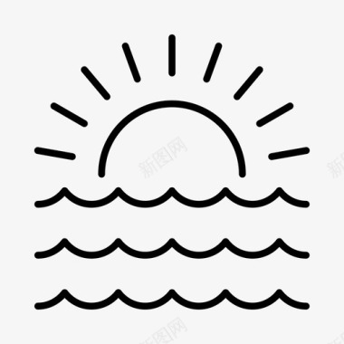 日落海上航海图标图标