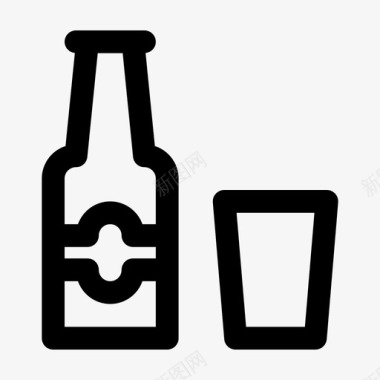 蓝色玻璃瓶子瓶子啤酒饮料图标图标